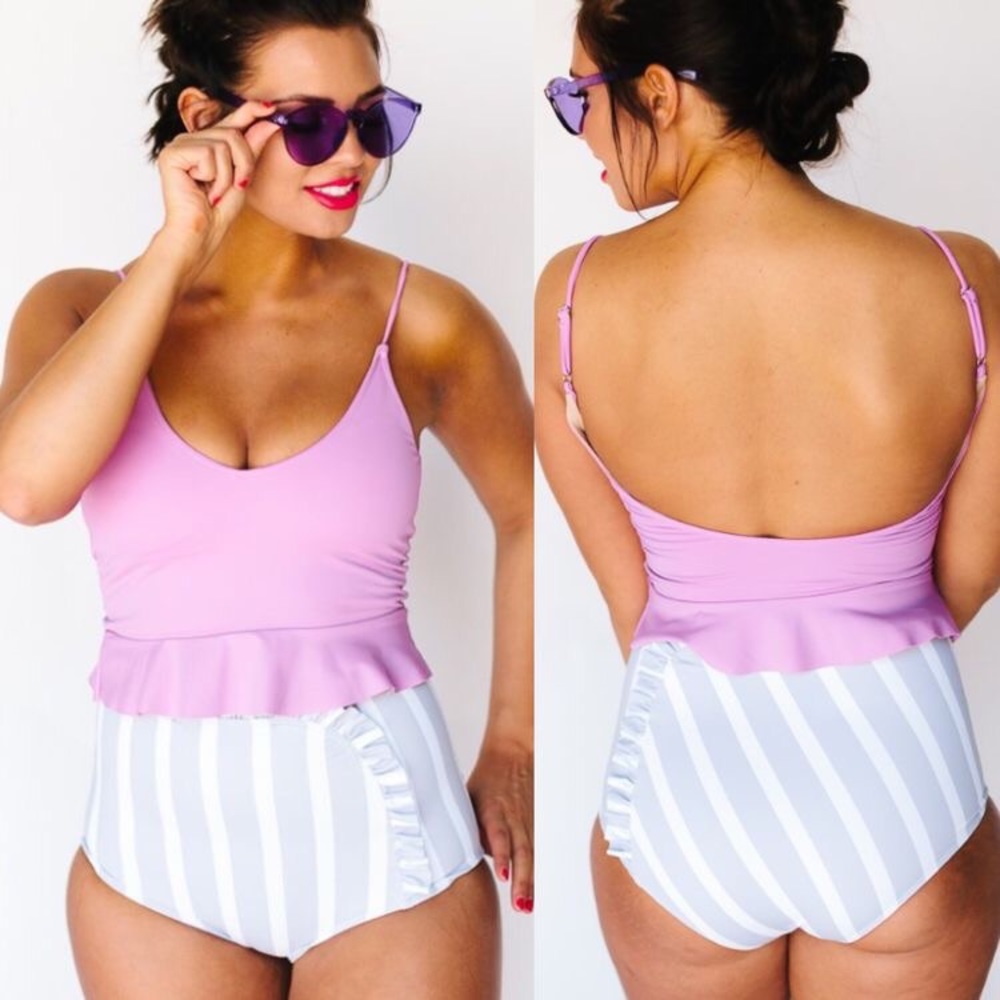 Kortni Jeane Lavender Swoop Back Top XL